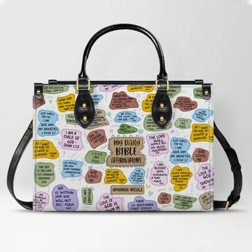 Christianartbag Handbags My Daily Bible Affirmations Leather Bags Personalized Bags – Christian apparel for women – Leather H