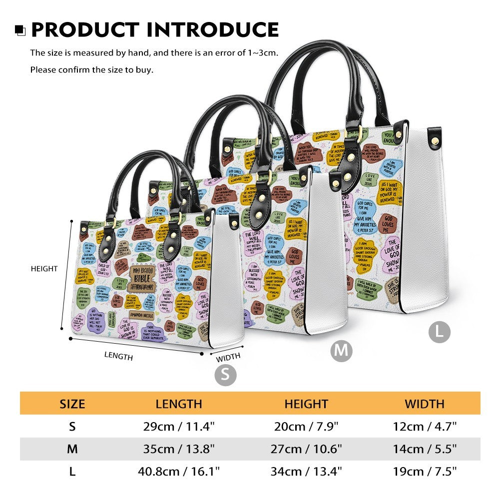 Christianartbag Handbags My Daily Bible Affirmations Leather Bags Personalized Bags – Christian apparel for women – Leather H