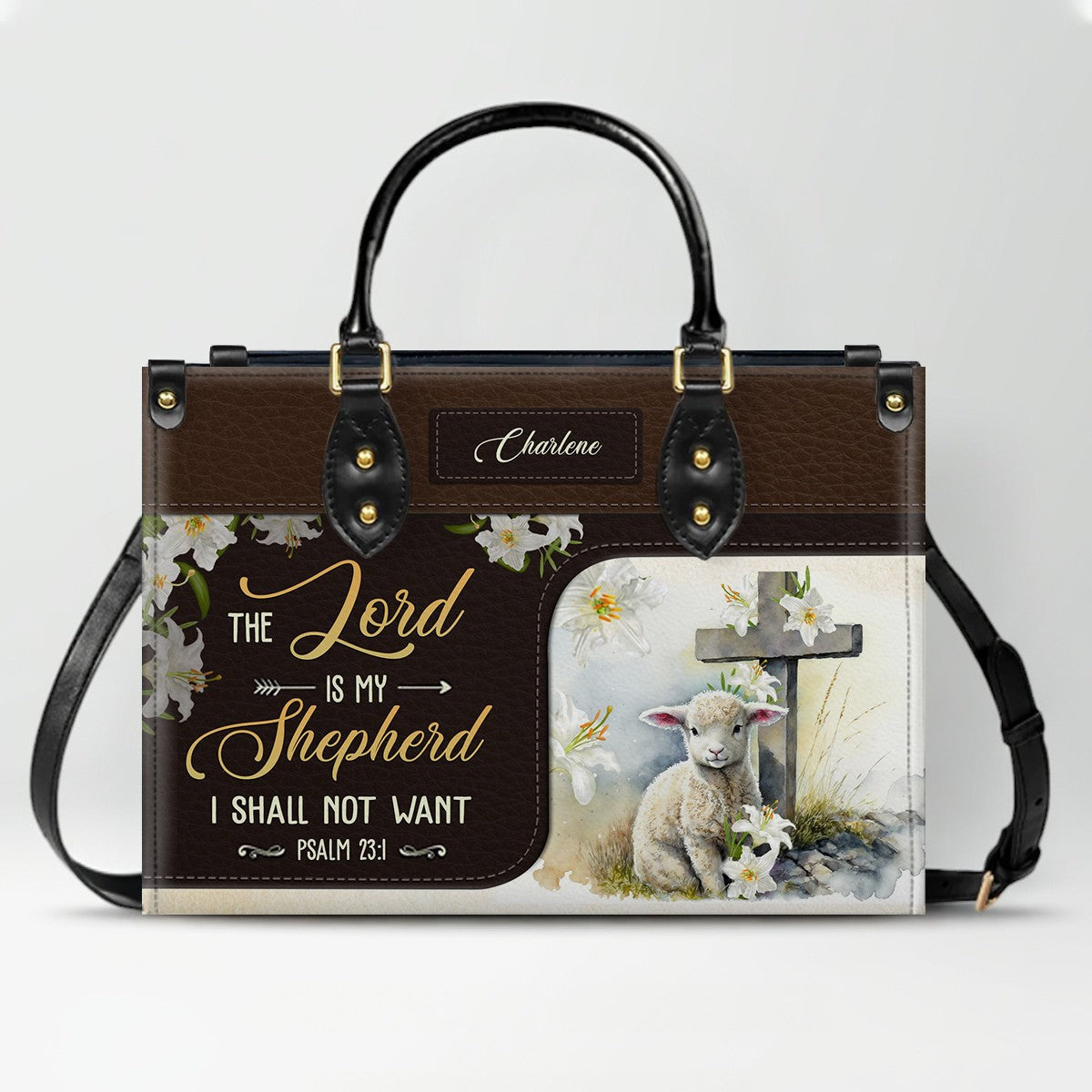 Christianartbag Handbags The Lord Is My Shepherd I Shall Not Want Psalm 23 1 Handbag – Christian apparel for women – Leather 