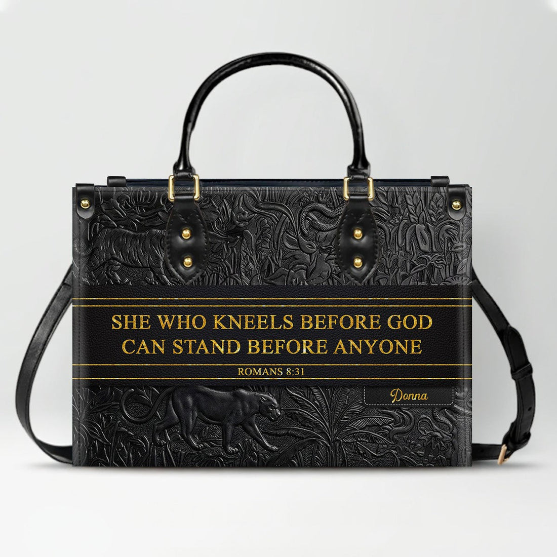 Personalized Christian Leather Handbag & Wallet Set | Custom Bible Verse Purse | CHRISTIANARTBAG CAB01030526