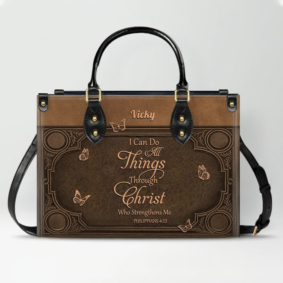 Custom Scripture Leather Tote & Wallet Set | Personalized Faith Gifts by CHRISTIANARTBAG CAB01050226