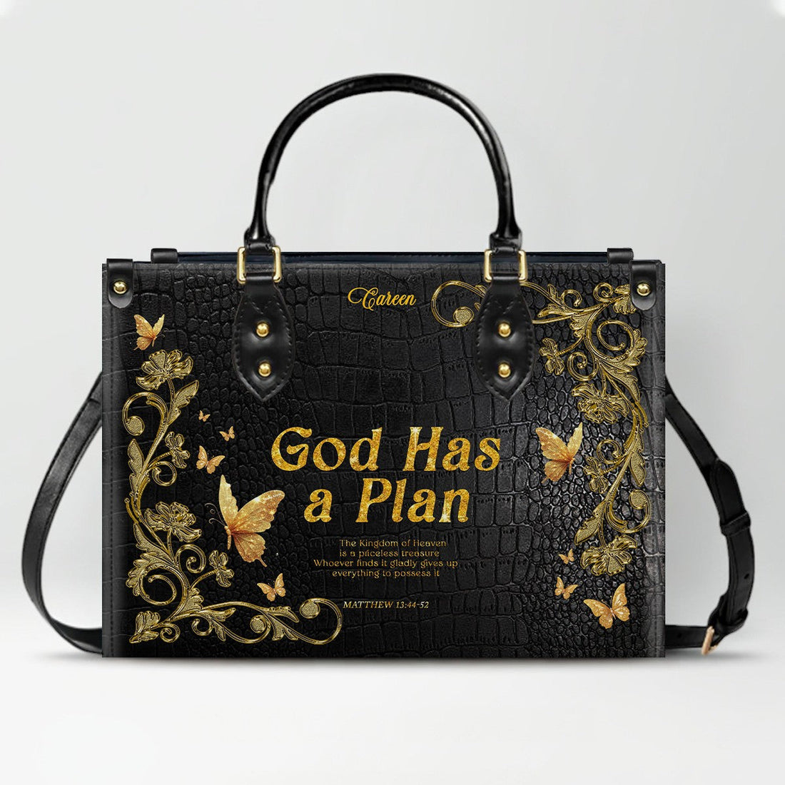 Personalized Leather Handbag for Christian Women – Daughter of the King Faith Purse, Custom Name & Bible Verse | CHRISTIANARTBAG