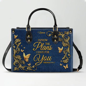 Personalized Christian Handbag - Custom Leather Tote with Bible Verse