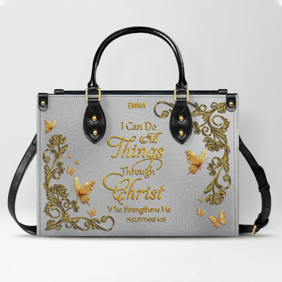 CHRISTIANARTBAG Personalized Leather Handbag & Long Wallet Set – Custom Name & Bible Verse Christian Purse Gift for Women - CAB01030226