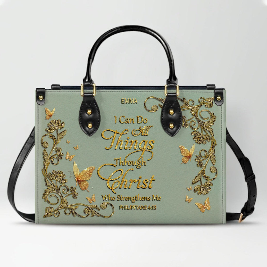 CHRISTIANARTBAG Personalized Leather Handbag with Bible Verse – Custom Name & Color Christian Gift for Women - CAB020226