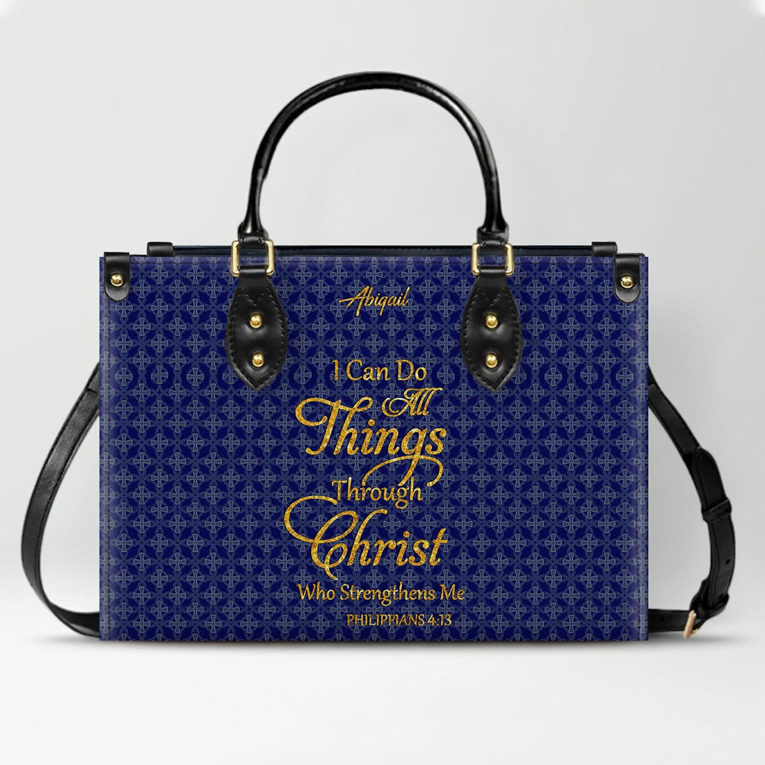 Personalized Leather Handbag for Women – “I Can Do All Things Through Christ” Philippians 4:13 | Christian Gift for Mom | CHRISTIANARTBAG CAB31626