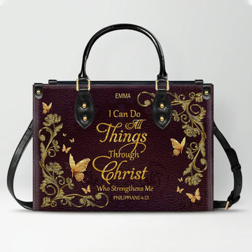 CHRISTIANARTBAG Personalized Leather Handbag with Bible Verse – Custom Name & Color Christian Gift for Women - CAB011626