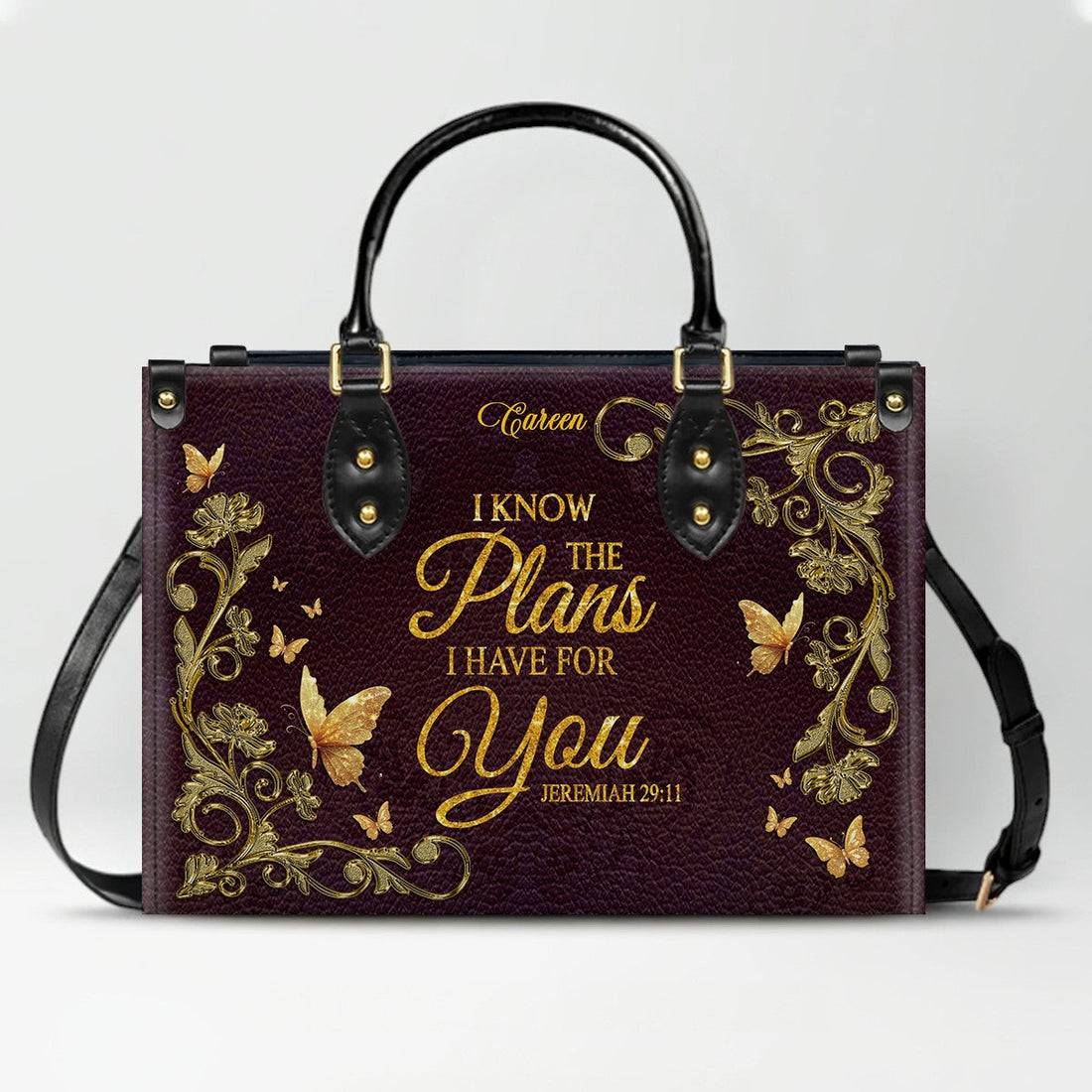 CHRISTIANARTBAG Personalized Leather Handbag with Bible Verse – Custom Name & Color Christian Gift for Women - CAB011626