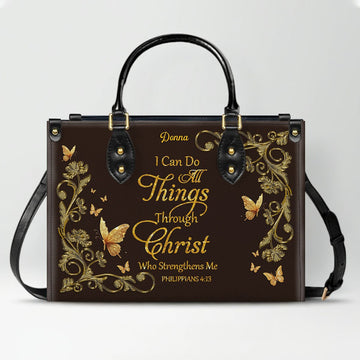 CHRISTIANARTBAG Personalized Leather Handbag - Custom Bible Verse Tote Bag for Christian Women - Religious Cross Body Purse - Mother’s Day Gift