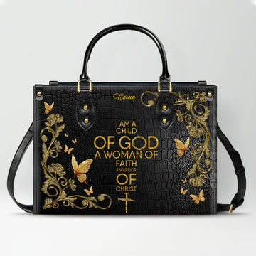 Personalized Leather Handbag for Christian Women – Daughter of the King Faith Purse, Custom Name & Bible Verse | CHRISTIANARTBAG