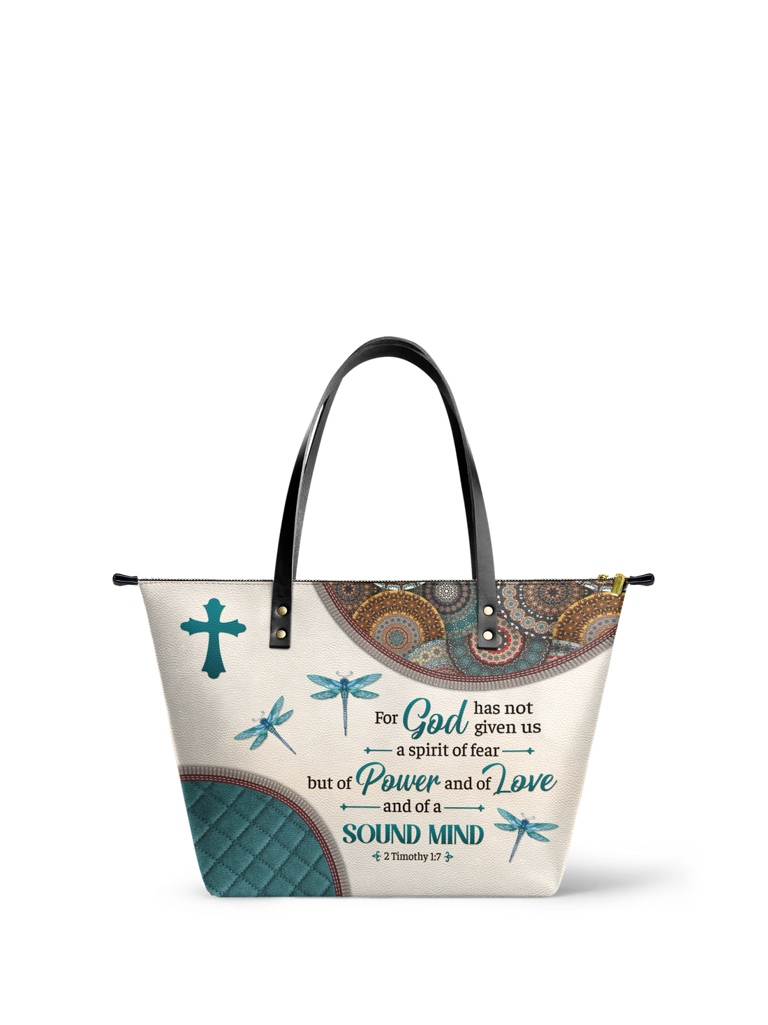 "Poise" - 2 Timothy 1:7 Leather Tote Bag – Christian apparel for women – Premium Vegan Leather