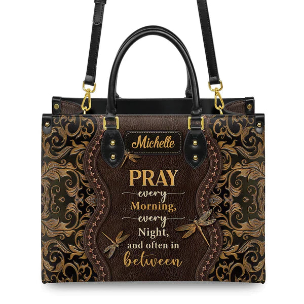 Christianartbag Handbags Pray Every Morning Dragonfly Leather Handbag Handbag Design – Christian apparel for women