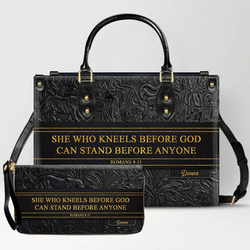 Personalized Christian Leather Handbag & Wallet Set | Custom Bible Verse Purse | CHRISTIANARTBAG CAB01030526