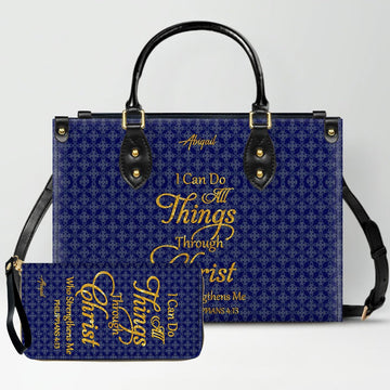 Personalized Leather Handbag for Women – “I Can Do All Things Through Christ” Philippians 4:13 | Christian Gift for Mom | CHRISTIANARTBAG CAB31626