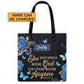 Christianartbag Handbags She Who Kneels Before God Romans 8 31 Handbag Design Monogram – Christian apparel for women – Leathe