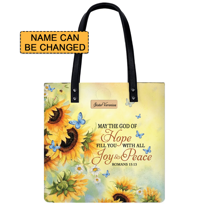 Christianartbag Handbags May The God Of Hope Fill You With All Joy And Peace Romans 15 – Christian apparel for women – Leathe