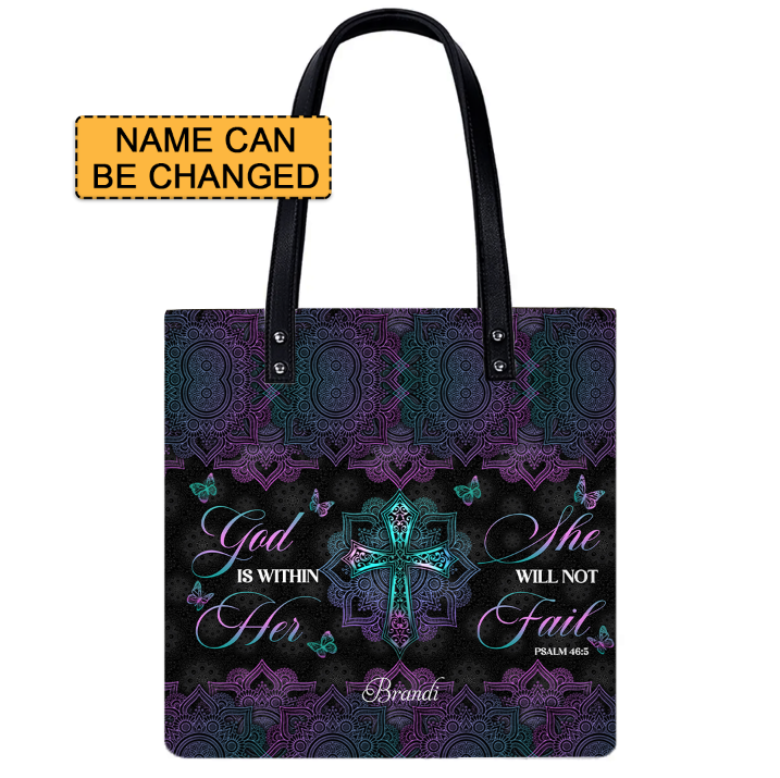 Christianartbag Handbags God Is Within Her She Will Not Fail Psalm 46 5 Mandala – Christian apparel for women – Leather Clutc