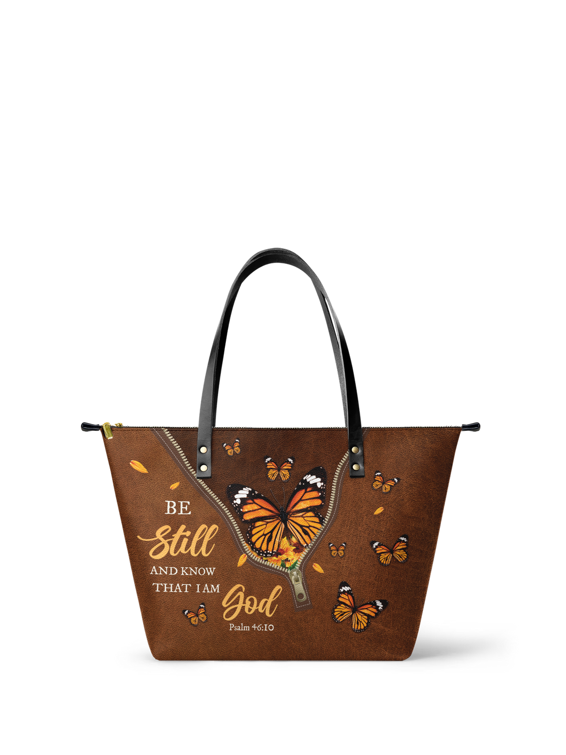 "Serene" - Psalm 46:10 Leather Tote Bag – Christian apparel for women – Premium Vegan Leather