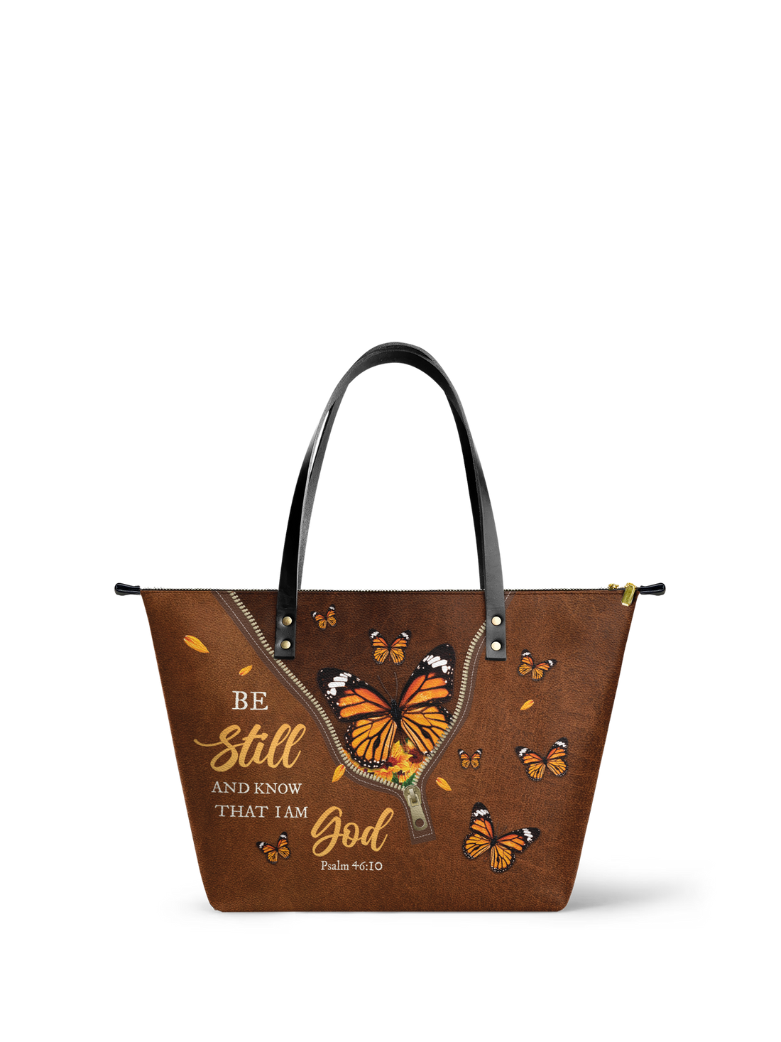 "Serene" - Psalm 46:10 Leather Tote Bag – Christian apparel for women – Premium Vegan Leather