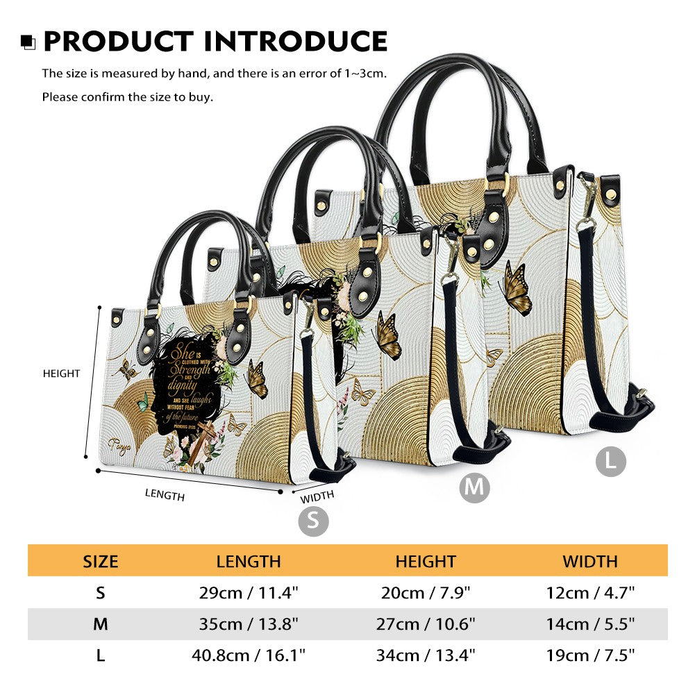 Personalized Christian Handbag – Proverbs 31:25 “Clothed in Strength and Dignity” – – Christian apparel for women – Leather H