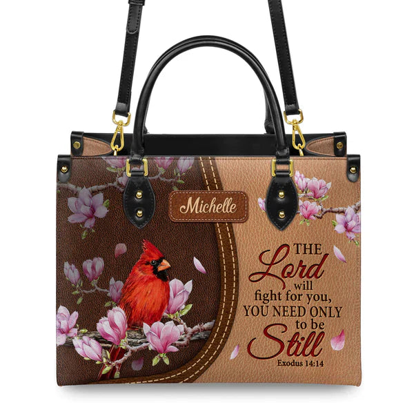Christianartbag Handbags The Lord Will Fight For You Exodus 14 14 Cardinal Handbag – Christian apparel for women – Leather Bi