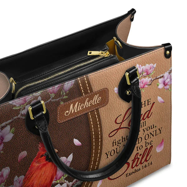 Christianartbag Handbags The Lord Will Fight For You Exodus 14 14 Cardinal Handbag – Christian apparel for women – Leather TO