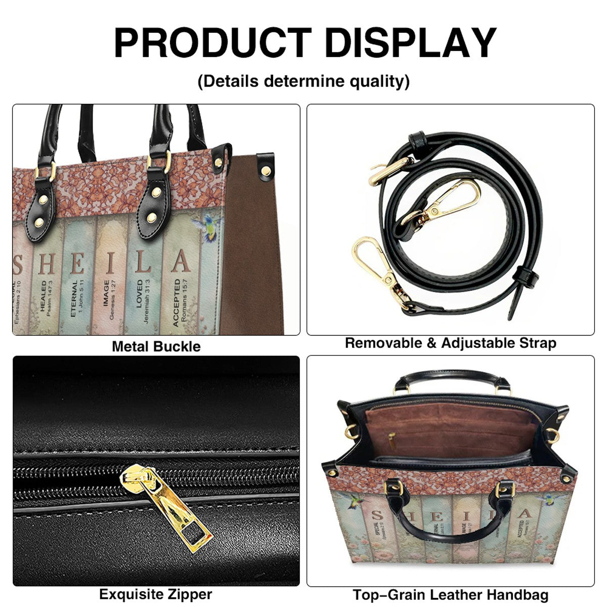 Christianartbag Handbags- Uncover the sacred meaning of your name - Bookmarks Leather – Christian apparel for women – Leather