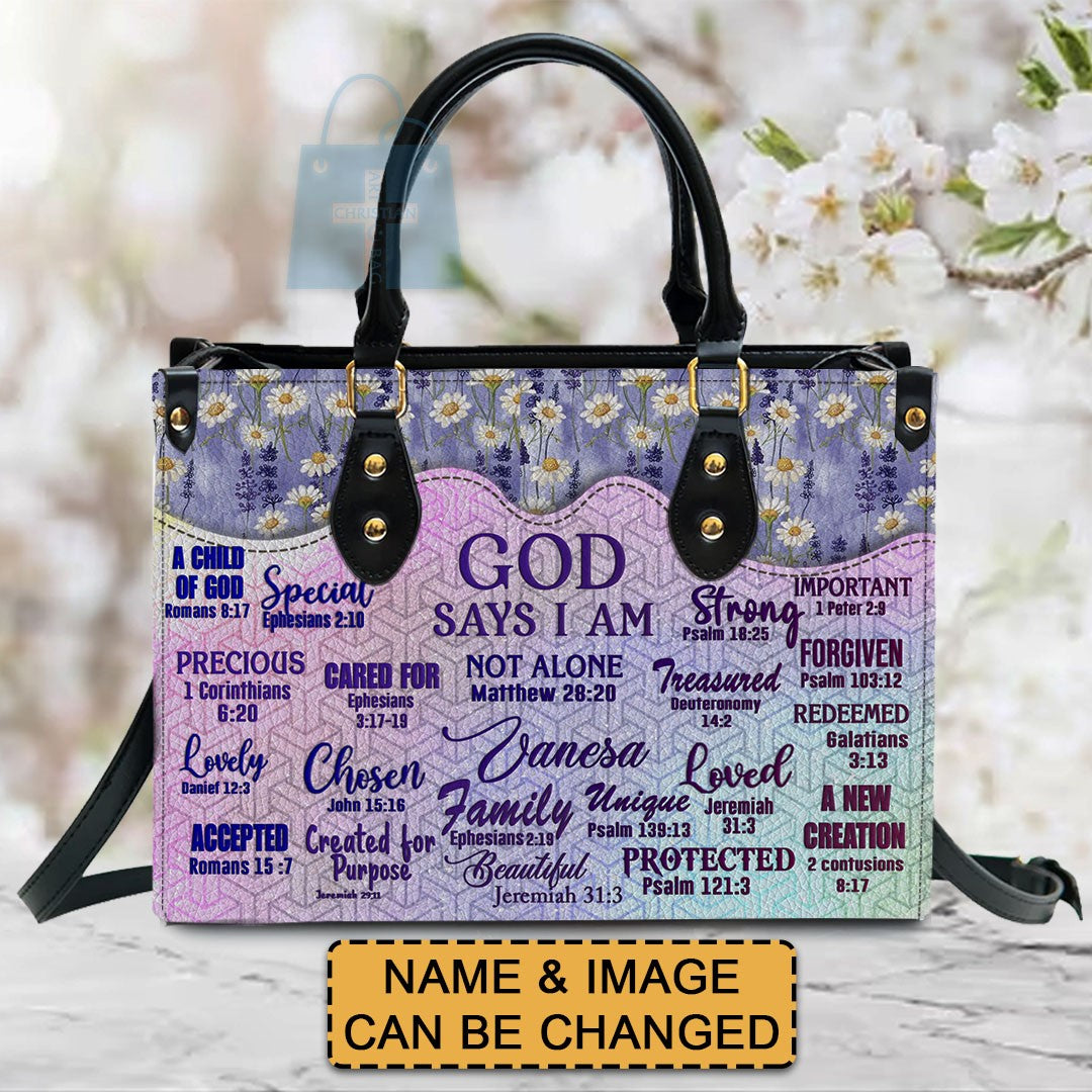 Christianartbag Handbags God Says I Am Handbag Design Monogram Leather Handbag Gifts – Christian apparel for women – Leather 