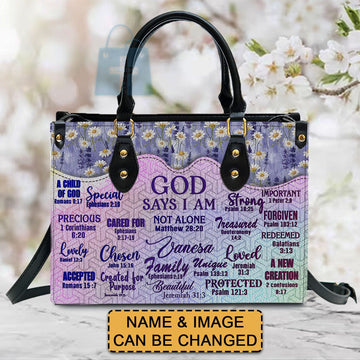 Christianartbag Handbags God Says I Am Handbag Design Monogram Leather Handbag Gifts – Christian apparel for women – Leather 