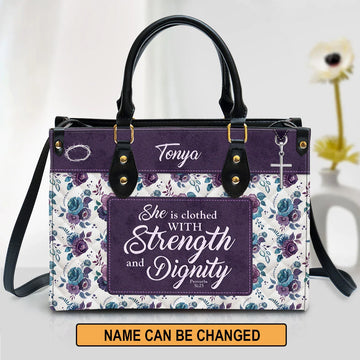 Personalized Christian Handbag - She Is Clothed With Strength and Dignity