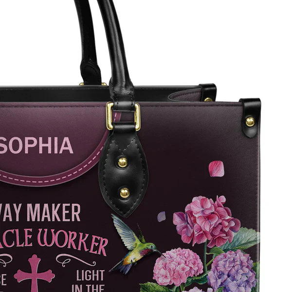 Christianartbag Handbags Way Maker Miracle Worker Hummingbird Handbag Design Monogram – Christian apparel for women – Leather