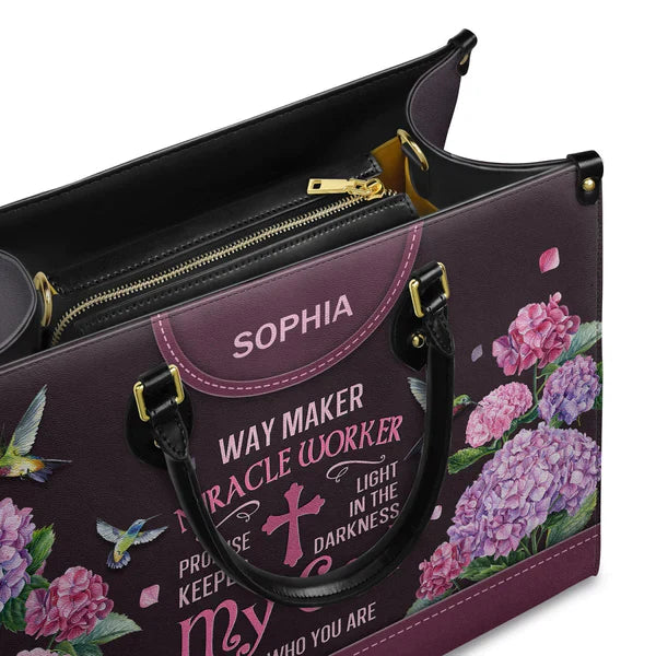 Christianartbag Handbags Way Maker Miracle Worker Hummingbird Handbag Design Monogram – Christian apparel for women – Leather