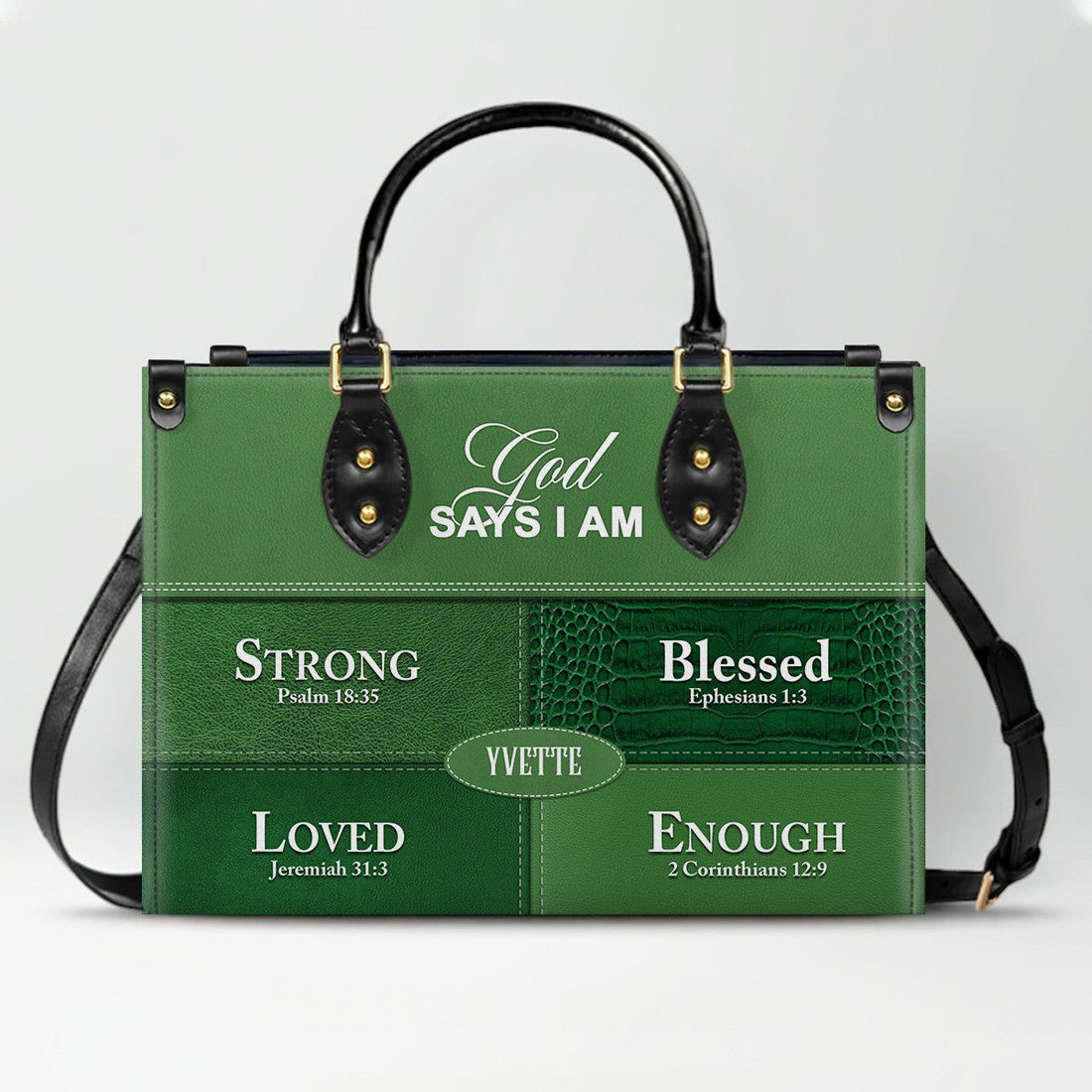 Personalized “God Says I Am” Leather Handbag for Christian Women – Custom Name & Color | CHRISTIANARTBAG 0111725