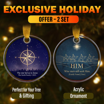 Christian Christmas Ornament Set 2025, The Star Led Us To Jesus & Wise Men Still Seek Him, Religious Acrylic Ornament Gift for Family|ONMCB18