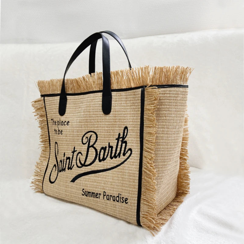 CHRISTIANARTBAG: High-Quality Saint Barth Women's Tassel Tote Bag - Trendy Embroidered – Christian apparel for women – Defaul