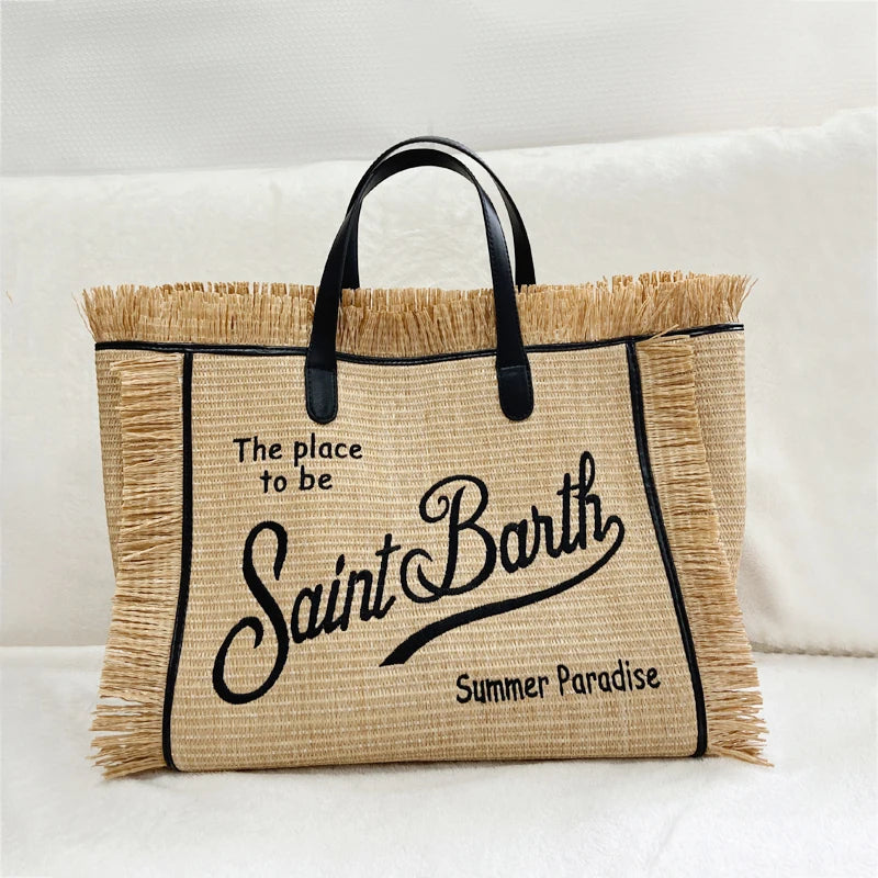 CHRISTIANARTBAG: High-Quality Saint Barth Women's Tassel Tote Bag - Trendy Embroidered – Christian apparel for women – Defaul
