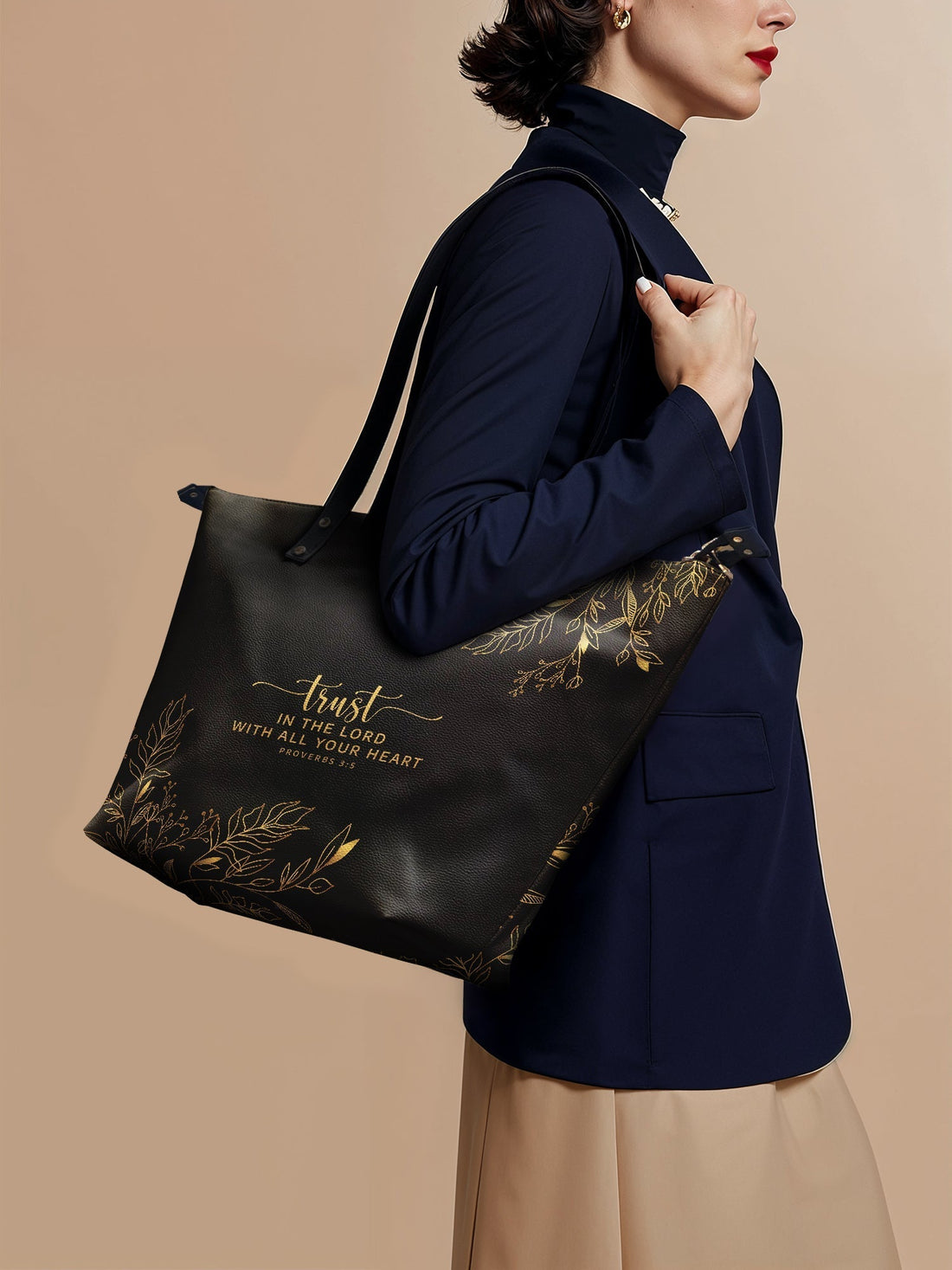 "Trust" - Proverbs 3:5 Leather Tote Bag – Christian apparel for women – Premium Vegan Leather