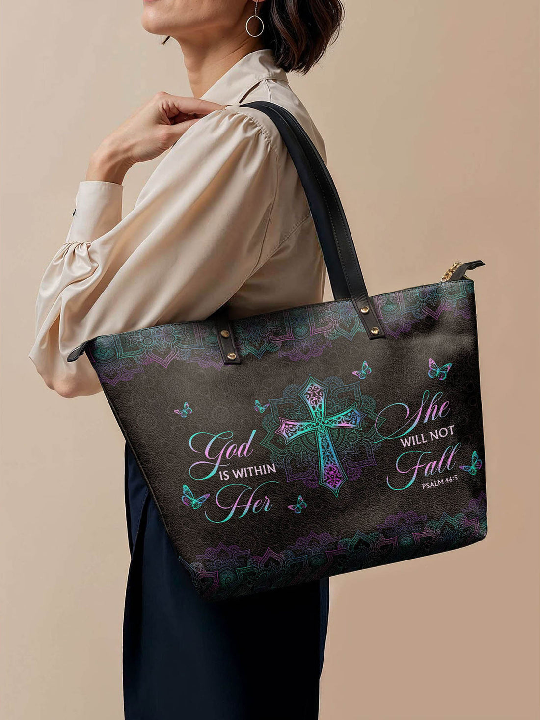 Unshaken - Psalm 46:5 Leather Tote Bag Deal – Christian apparel for women – Premium Vegan Leather