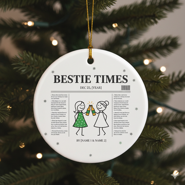 Bestie Times Ornament – Personalized Best Friend Gift, Custom Newspaper Ornament, Funny Christmas Gift for Friends|ONM46