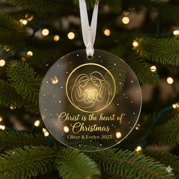 Personalized Holy Family Ornament – Christ Is the Heart of Christmas|ONM36
