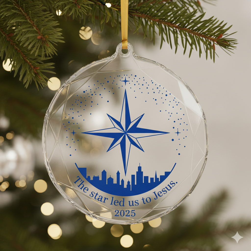 Personalized Christian Ornament – The Star Led Us to Jesus, Bethlehem Star Christmas Decor, Custom Faith Gift 2025|ONM31