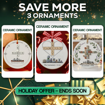 Custom Family Christmas Ornaments Set of 3, Personalized Ceramic Name Ornament Gift for Holiday Decor, Keepsake 2025|ONMCB15