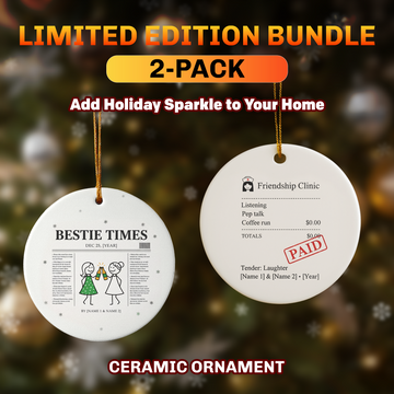 Best Seller Best Friend Ornament Set, Personalized Ceramic Ornament 2 Pack, Friendship Christmas Gift for Besties, Holiday Keepsake|ONMCB28