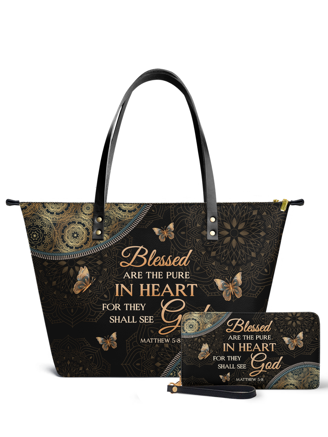 Pure - Matthew 5:8 Leather Tote Bag Deal – Christian apparel for women – Premium Vegan Leather