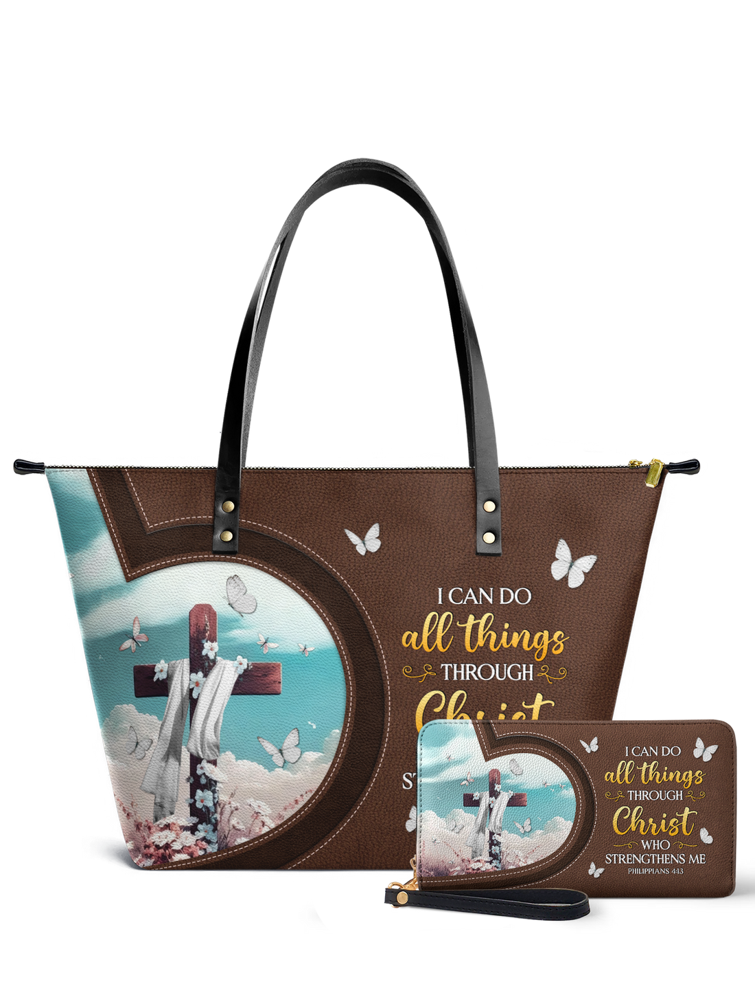 Rise - Philippians 4:13 Leather Tote Bag Deal – Christian apparel for women – Premium Vegan Leather