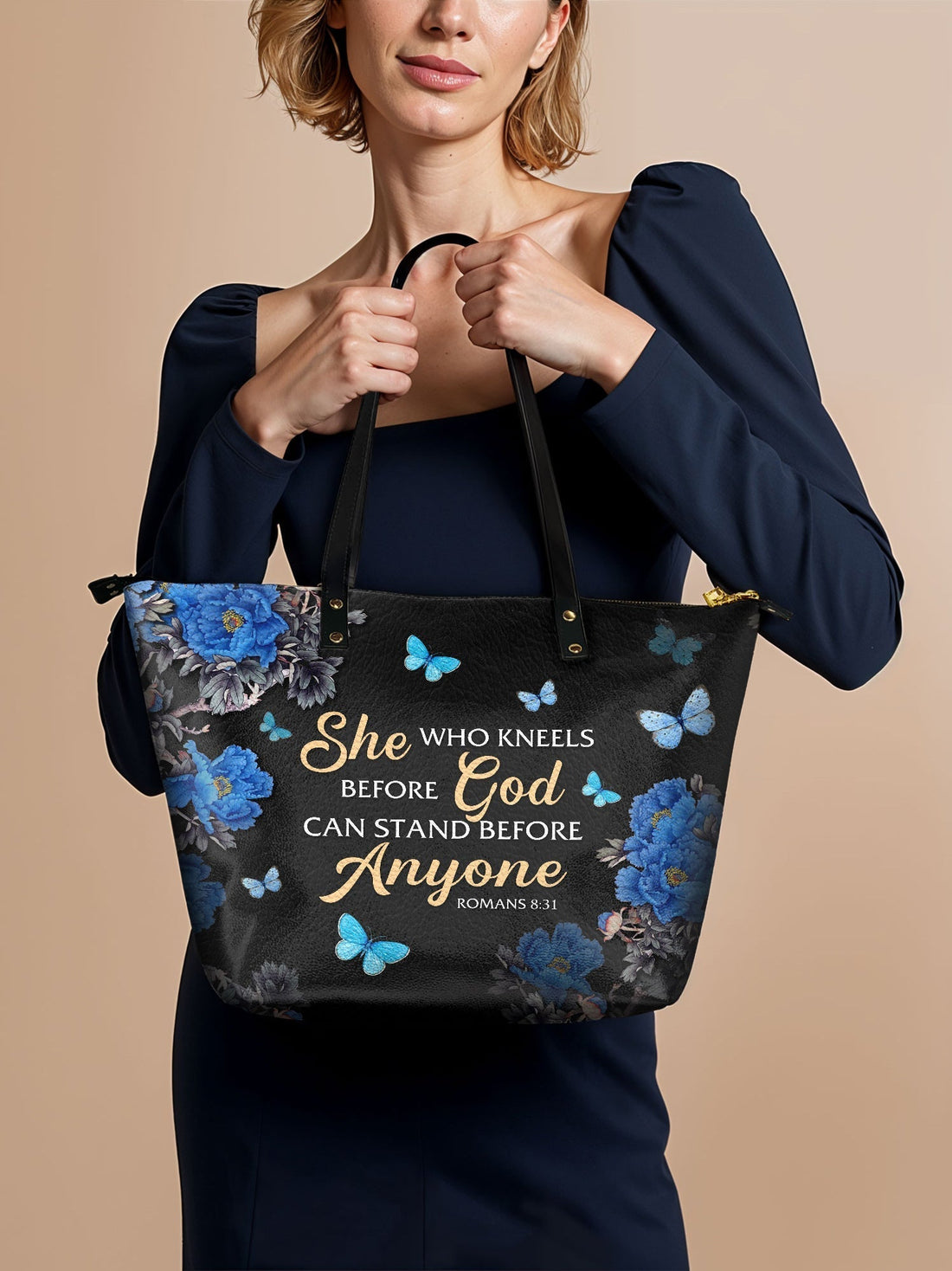 "Anchor" - Romans 8:31 Leather Tote Bag – Christian apparel for women – Premium Vegan Leather