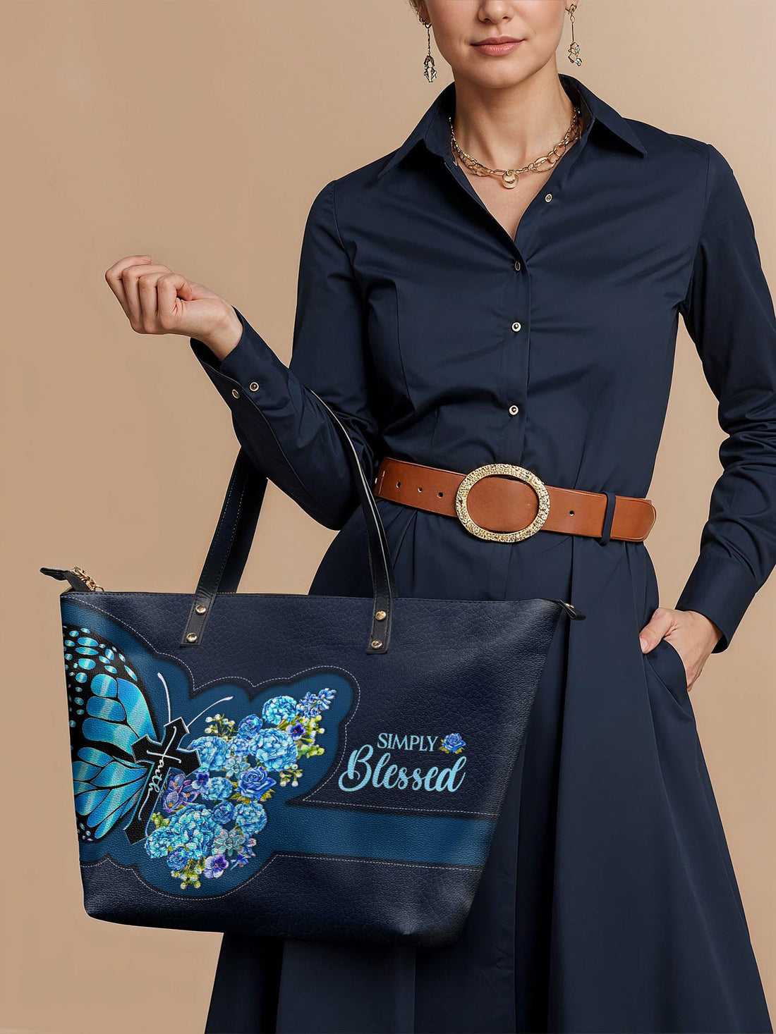 Blessed Leather Tote Bag Deal – Christian apparel for women – Premium Vegan Leather