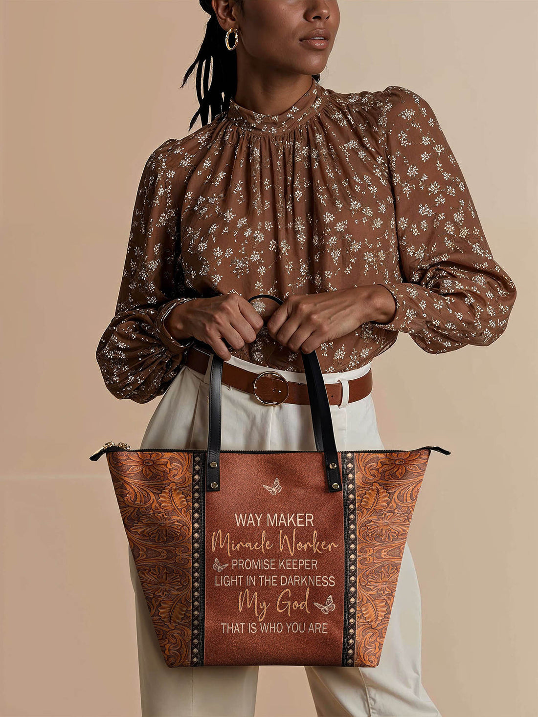 "Waymaker" Leather Tote Bag – Christian apparel for women – Premium Vegan Leather